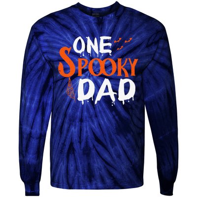 Funny One Spooky Dad Halloween Family Outfit Daddy Father Tie-Dye Long Sleeve Shirt