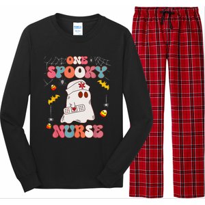 Funny One Spooky Nurse Halloween RN Boo Boo Crew Witch Ghost Long Sleeve Pajama Set