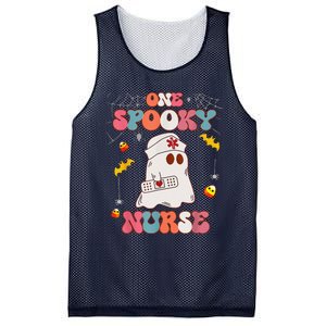 Funny One Spooky Nurse Halloween RN Boo Boo Crew Witch Ghost Mesh Reversible Basketball Jersey Tank