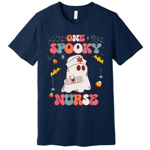 Funny One Spooky Nurse Halloween RN Boo Boo Crew Witch Ghost Premium T-Shirt