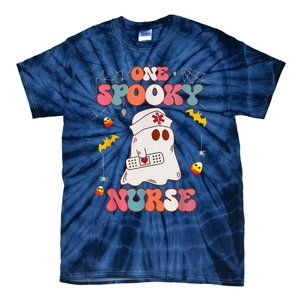 Funny One Spooky Nurse Halloween RN Boo Boo Crew Witch Ghost Tie-Dye T-Shirt