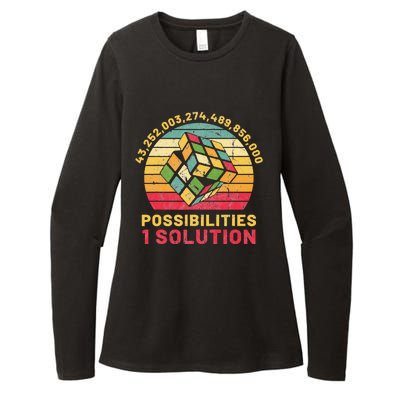 Funny One Solution Speed Cubing Retro Math  Womens CVC Long Sleeve Shirt