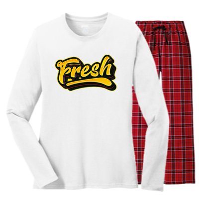 Fresh Old School Graffiti Style Funny Graffiti Women's Long Sleeve Flannel Pajama Set 