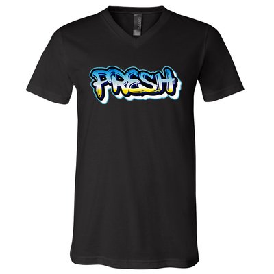 Fresh Old School Graffiti Style Funny Graffiti Graphic V-Neck T-Shirt