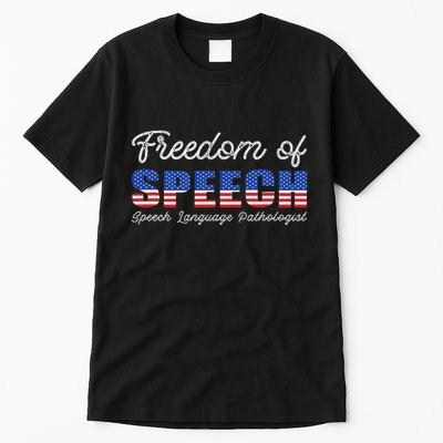 Freedom Of Speech Therapy Pathologist Slp Gift Language Tall T-Shirt