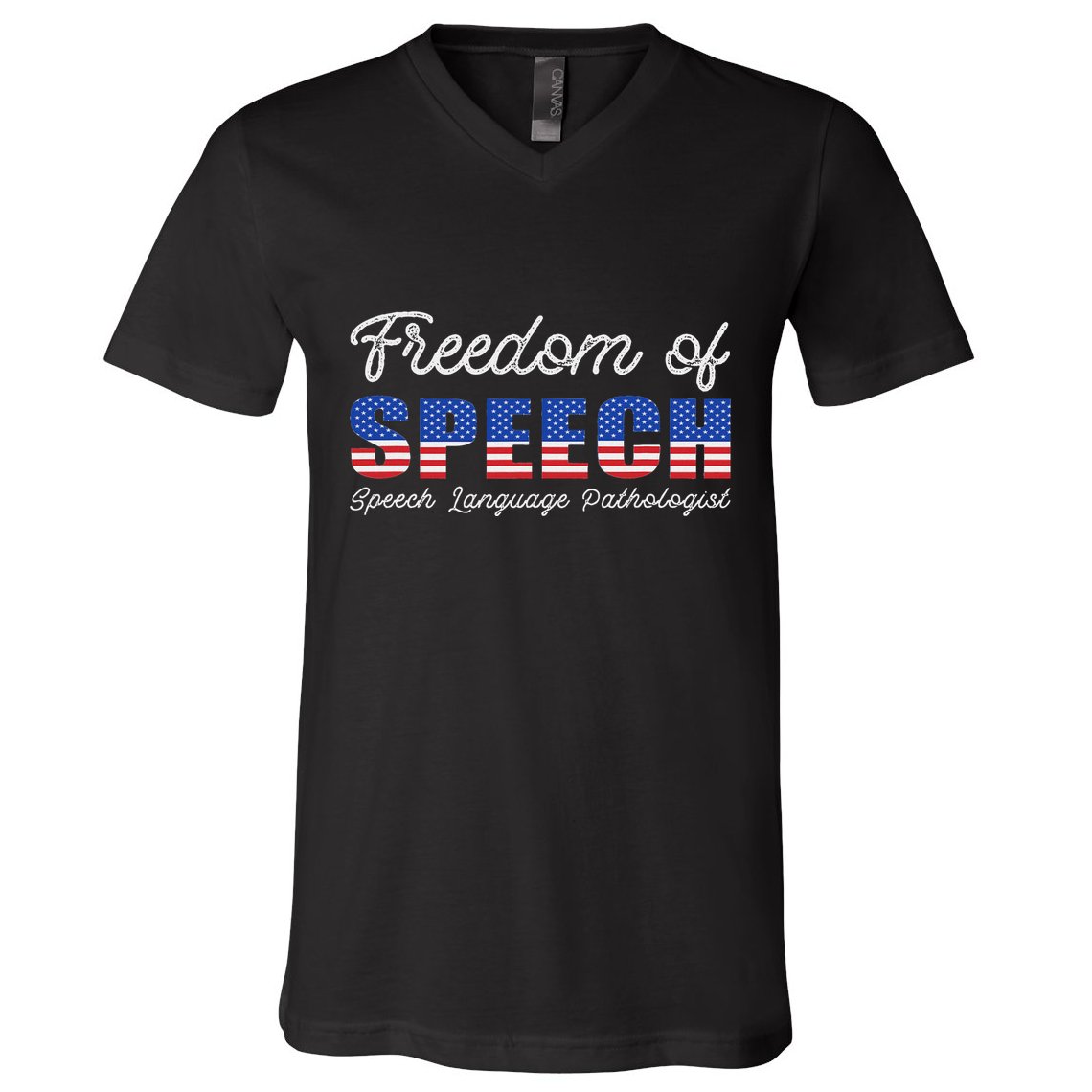 Freedom Of Speech Therapy Pathologist Slp Gift Language V-Neck T-Shirt