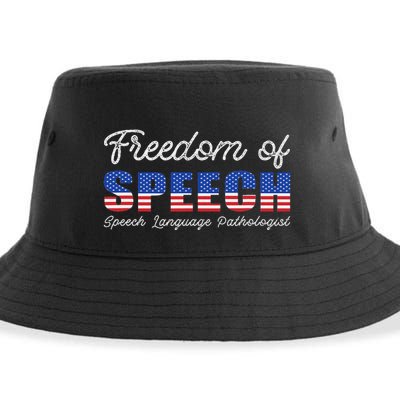Freedom Of Speech Therapy Pathologist Slp Gift Language Sustainable Bucket Hat