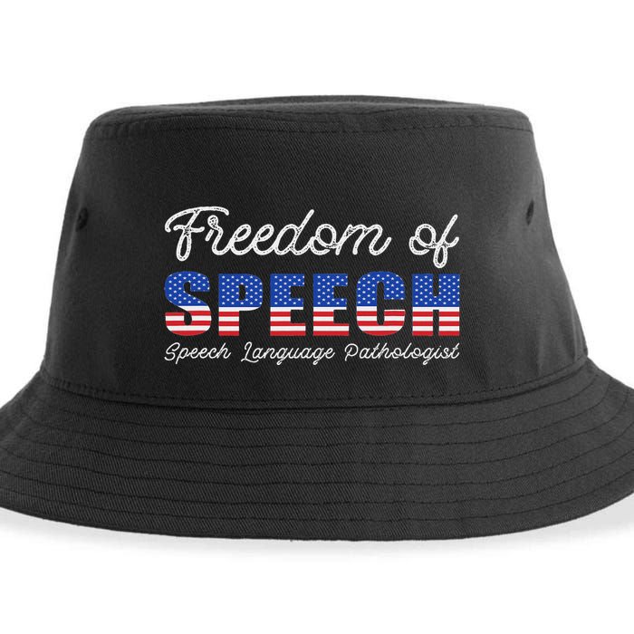Freedom Of Speech Therapy Pathologist Slp Gift Language Sustainable Bucket Hat