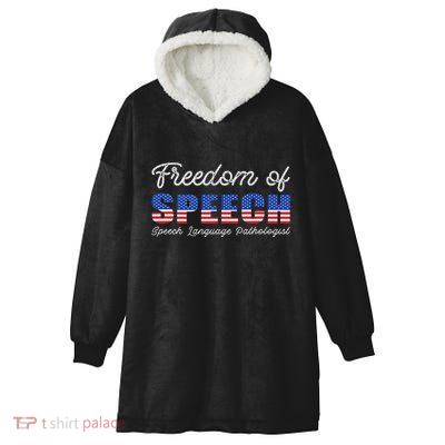 Freedom Of Speech Therapy Pathologist Slp Gift Language Hooded Wearable Blanket