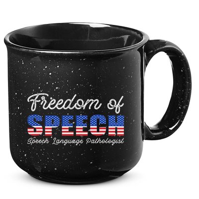 Freedom Of Speech Therapy Pathologist Slp Gift Language 15oz Campfire Ceramic Mug