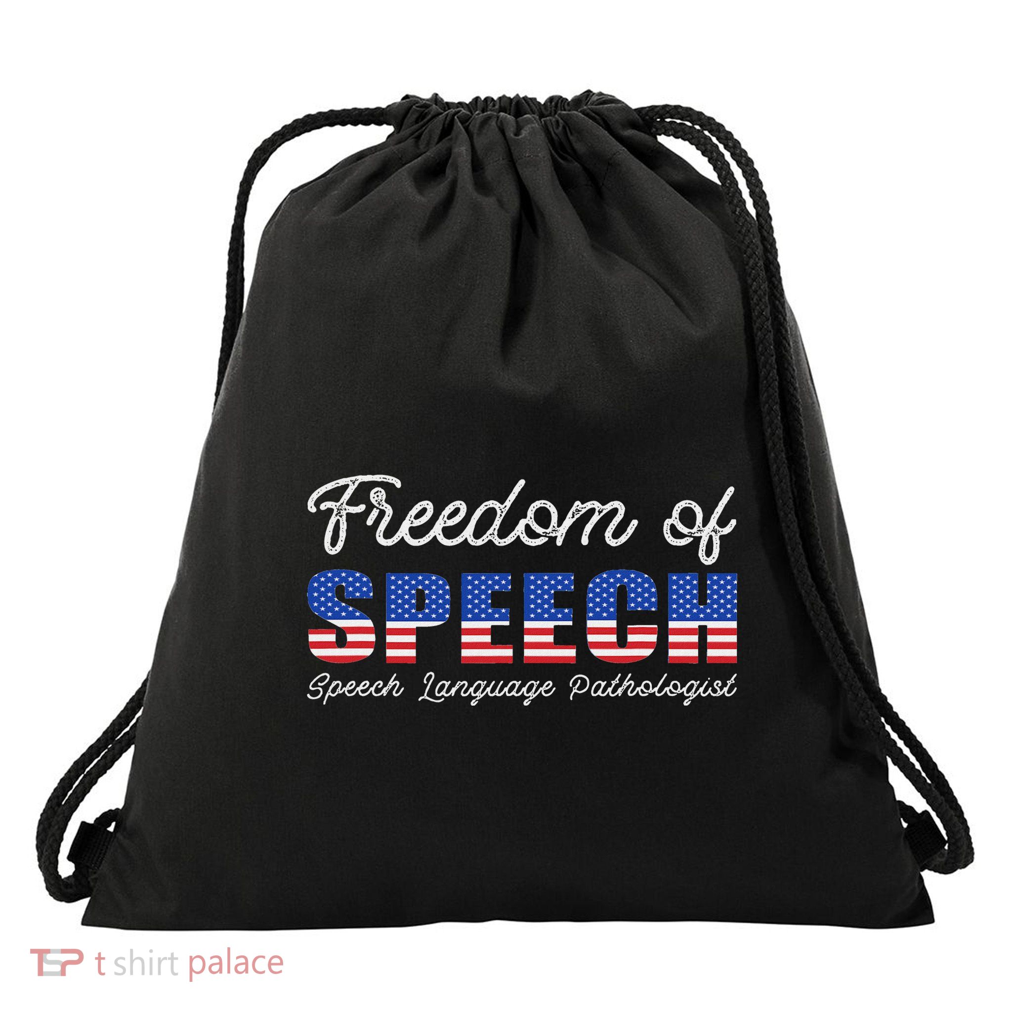 Freedom Of Speech Therapy Pathologist Slp Gift Language Drawstring Bag