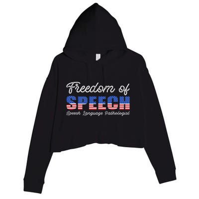 Freedom Of Speech Therapy Pathologist Slp Gift Language Crop Fleece Hoodie