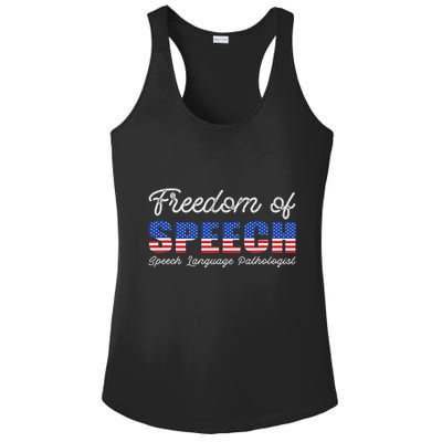 Freedom Of Speech Therapy Pathologist Slp Gift Language Ladies PosiCharge Competitor Racerback Tank