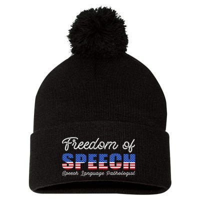 Freedom Of Speech Therapy Pathologist Slp Gift Language Pom Pom 12in Knit Beanie