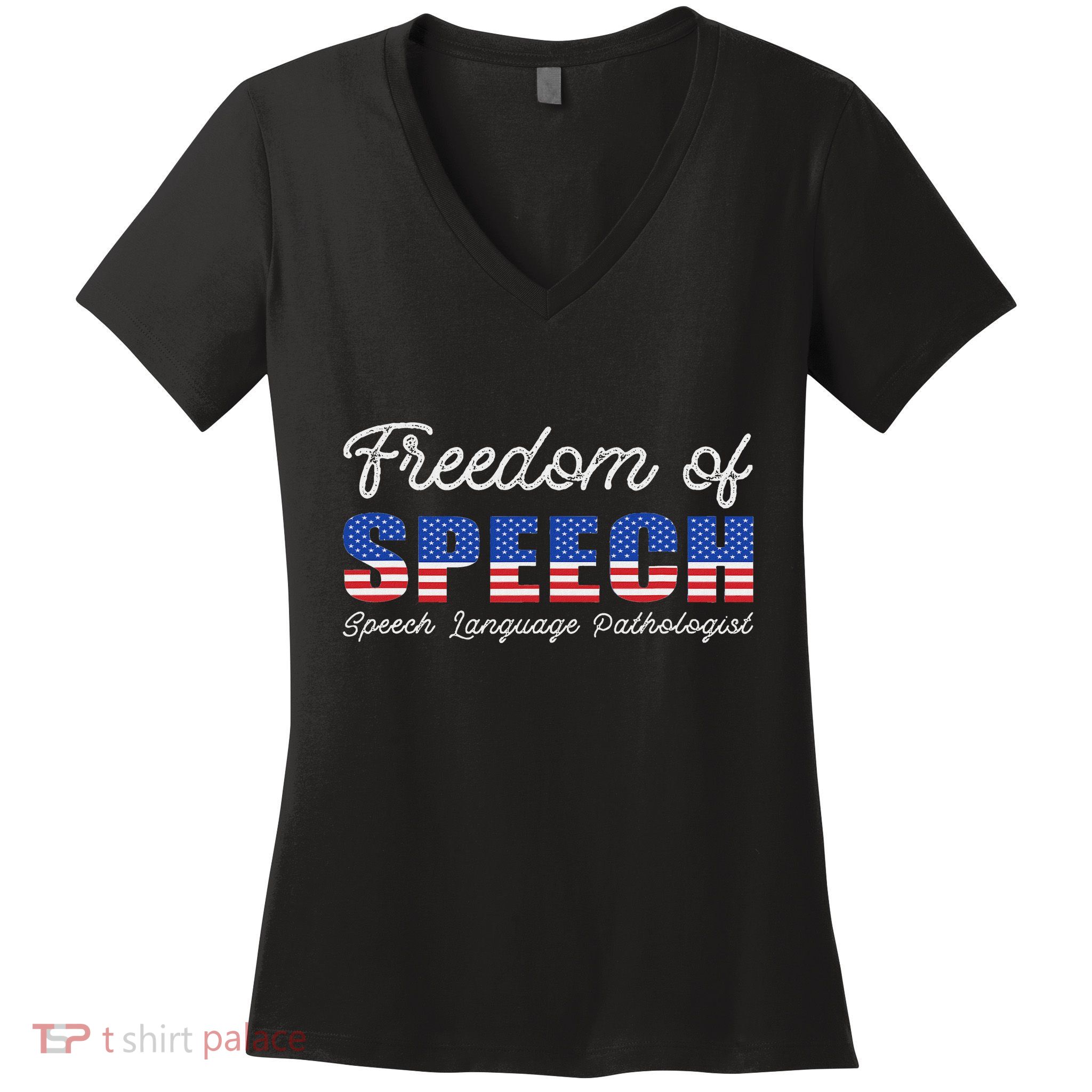 Freedom Of Speech Therapy Pathologist Slp Gift Language Women's V-Neck T-Shirt