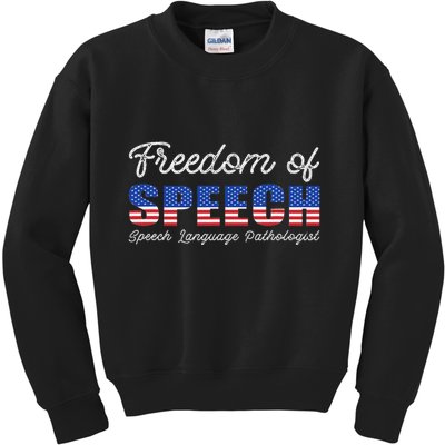 Freedom Of Speech Therapy Pathologist Slp Gift Language Kids Sweatshirt
