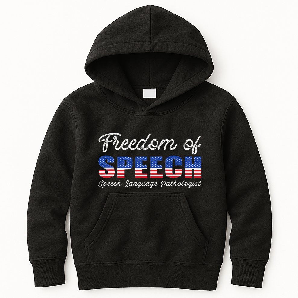 Freedom Of Speech Therapy Pathologist Slp Gift Language Kids Hoodie