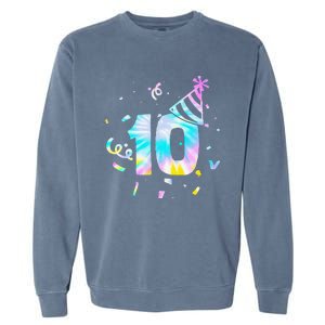 Funny Out Single Digits Im 10 Year Old 2 Sided 10th Birthday Garment-Dyed Sweatshirt