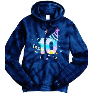 Funny Out Single Digits Im 10 Year Old 2 Sided 10th Birthday Tie Dye Hoodie