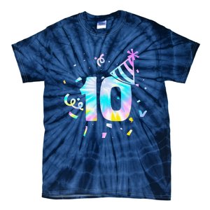 Funny Out Single Digits Im 10 Year Old 2 Sided 10th Birthday Tie-Dye T-Shirt