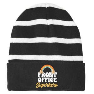 Front Office Superhero Secretary Administrative Assistant Striped Beanie with Solid Band