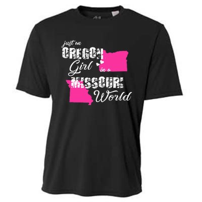 Funny Oregon Shirts Just An Oregon Girl In A Missouri Cooling Performance Crew T-Shirt