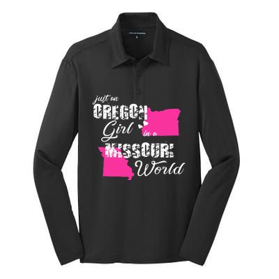 Funny Oregon Shirts Just An Oregon Girl In A Missouri Silk Touch Performance Long Sleeve Polo