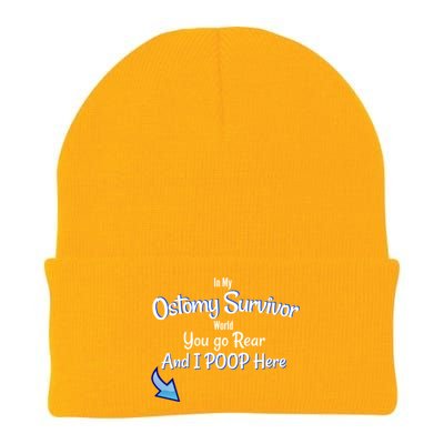 Funny Ostomy Survivor I Poop Here Stoma Bag Colon Cancer Gift Knit Cap Winter Beanie