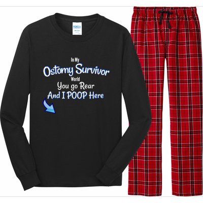 Funny Ostomy Survivor I Poop Here Stoma Bag Colon Cancer Gift Long Sleeve Pajama Set