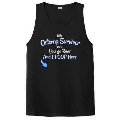 Funny Ostomy Survivor I Poop Here Stoma Bag Colon Cancer Gift PosiCharge Competitor Tank