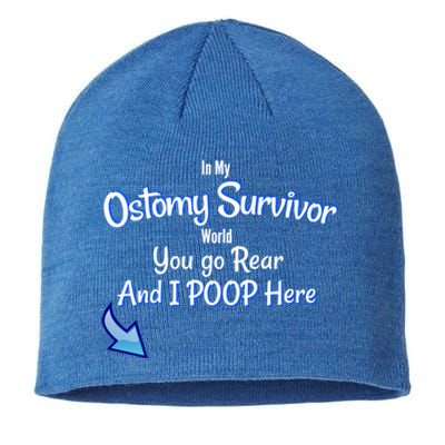 Funny Ostomy Survivor I Poop Here Stoma Bag Colon Cancer Gift Sustainable Beanie