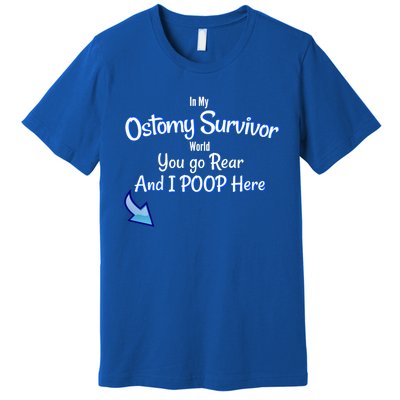 Funny Ostomy Survivor I Poop Here Stoma Bag Colon Cancer Gift Premium T-Shirt