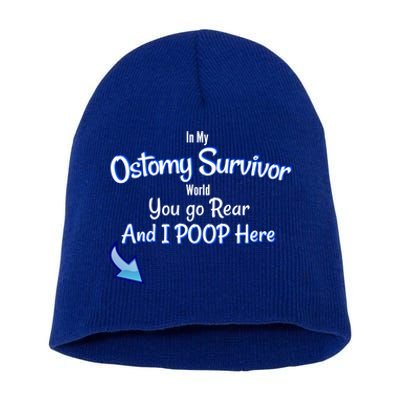 Funny Ostomy Survivor I Poop Here Stoma Bag Colon Cancer Gift Short Acrylic Beanie