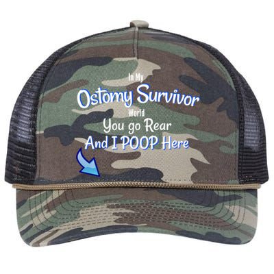 Funny Ostomy Survivor I Poop Here Stoma Bag Colon Cancer Gift Retro Rope Trucker Hat Cap