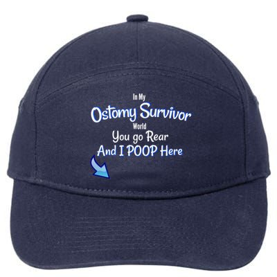 Funny Ostomy Survivor I Poop Here Stoma Bag Colon Cancer Gift 7-Panel Snapback Hat