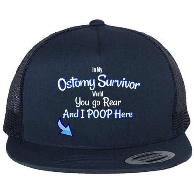 Funny Ostomy Survivor I Poop Here Stoma Bag Colon Cancer Gift Flat Bill Trucker Hat