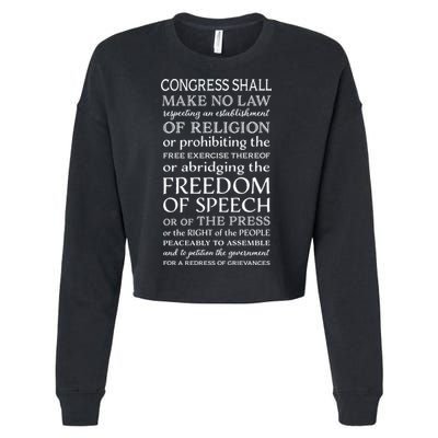 Freedom Of Speech American Bill Of Rights Gift Cropped Pullover Crew