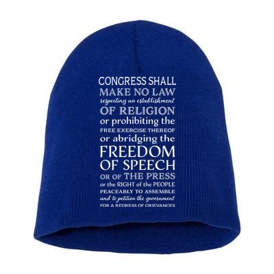 Freedom Of Speech American Bill Of Rights Gift Short Acrylic Beanie