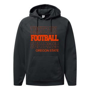 Football Oregon State In Modern Stacked Lettering Performance Fleece Hoodie