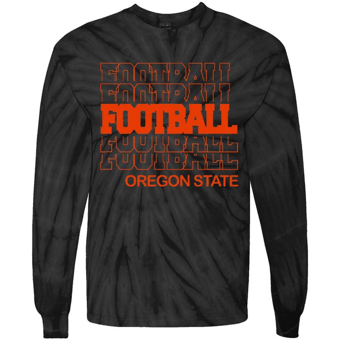 Football Oregon State In Modern Stacked Lettering Tie-Dye Long Sleeve Shirt