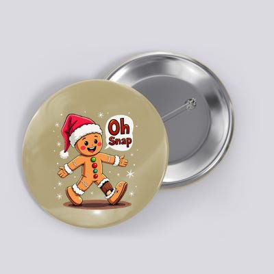 Funny Oh Snap Gingerbread Christmas Cookie Button