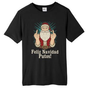 Flip Off Santa Claus Christmas Middle Finger Feliz Navidad Tall Fusion ChromaSoft Performance T-Shirt