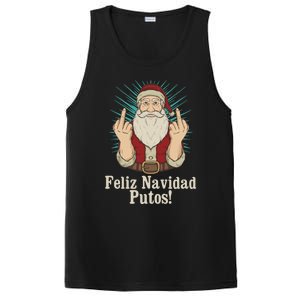 Flip Off Santa Claus Christmas Middle Finger Feliz Navidad PosiCharge Competitor Tank