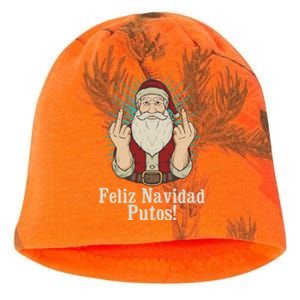 Flip Off Santa Claus Christmas Middle Finger Feliz Navidad Kati - Camo Knit Beanie