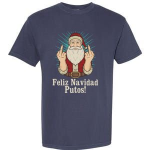 Flip Off Santa Claus Christmas Middle Finger Feliz Navidad Garment-Dyed Heavyweight T-Shirt