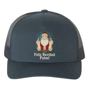 Flip Off Santa Claus Christmas Middle Finger Feliz Navidad Yupoong Adult 5-Panel Trucker Hat