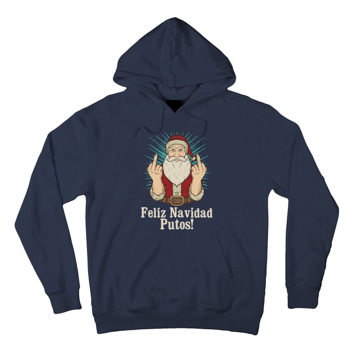 Flip Off Santa Claus Christmas Middle Finger Feliz Navidad Hoodie