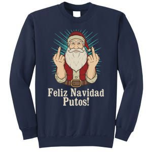 Flip Off Santa Claus Christmas Middle Finger Feliz Navidad Sweatshirt