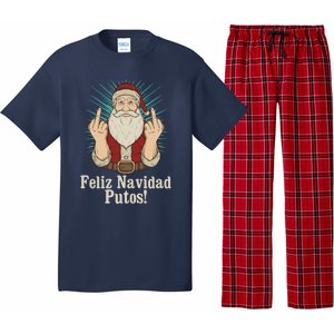 Flip Off Santa Claus Christmas Middle Finger Feliz Navidad Pajama Set