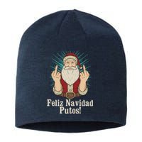 Flip Off Santa Claus Christmas Middle Finger Feliz Navidad Sustainable Beanie